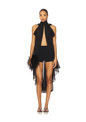 LA FUORI Gathered Halter Top in Black. Size S. Also in XS, M.