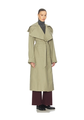 MORE TO COME Casie Trench Coat in Sage. Size M. Also in L, S, XS, XXS.