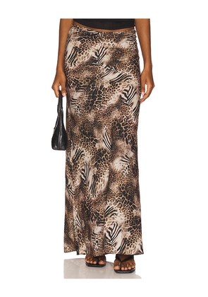 LIONESS Hudson Maxi Skirt in Chocolate. Size XS. Also in S, XXS.