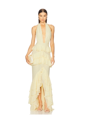 Michael Costello x REVOLVE Clara Bow Gown in Lemon. Size XL. Also in L.