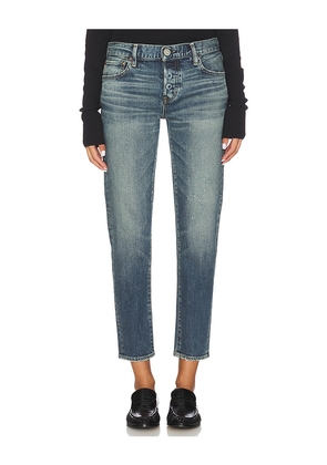 Moussy Vintage Brickell Tapered Jeans in Blue. Size 27. Also in 28, 29, 32.