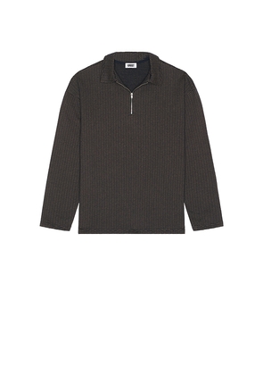 KROST Mini Jacquard Zip Polo in Brown. Size M. Also in L, XL/1X.