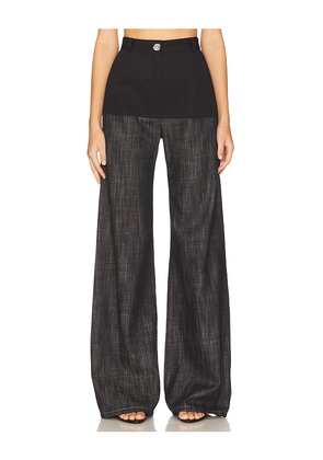 MATTHEW BRUCH High-Waist Combo Pant in Blue. Size 4. Also in 2, 8.