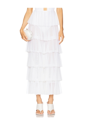 Norma Kamali Wide Leg Ruffle Pant in White. Size M. Also in XXS, XS, S, L.