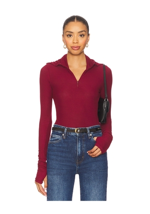 Michael Lauren Jove Long Sleeve Half Zip Top in Burgundy. Size M. Also in S, XS, L.