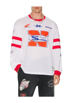 Nahmias Racing Mesh Jersey in White. Size S. Also in L, XL/1X.