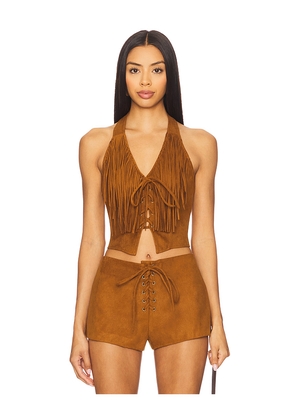 Lovers and Friends Noella Faux Suede Top in Brown. Size M. Also in XS, L, XL.