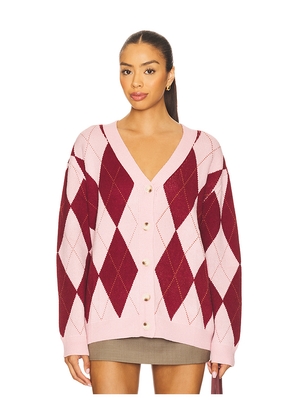 MORE TO COME Josie Argyle Cardigan in Pink. Size M. Also in L, S, XS.