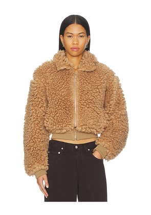MORE TO COME Indira Teddy Jacket in Tan. Size M. Also in L, S, XL, XS, XXS.