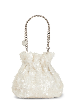 olga berg Mattie Sequin Pouch in Ivory.