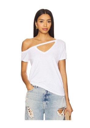 Michael Lauren Zire Short Sleeve Asymmetrical Cold Shoulder Tee in White. Size S. Also in XS.