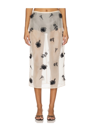L'Academie by Marianna Minah Midi Skirt in Cream,Black. Size M. Also in XXS, S, L, XL.