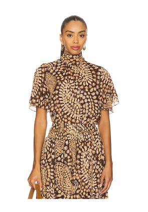 MISA Los Angeles Kaye Top in Brown. Size M. Also in L, S, XS.