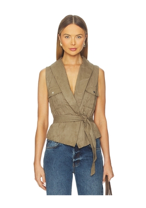 MORE TO COME Aaliyah Faux Suede Vest in Sage. Size M. Also in L, S, XL, XS, XXS.