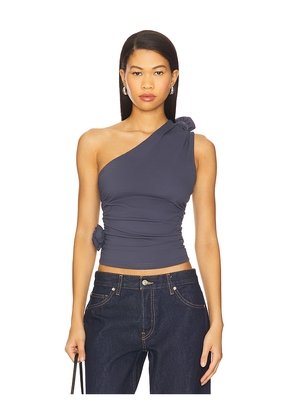 LIONESS Rendezvous One Shoulder Top in Slate. Size S. Also in XS, XXS.