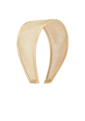 LELET NY Giselle Sheer Wide Headband in Metallic Gold.
