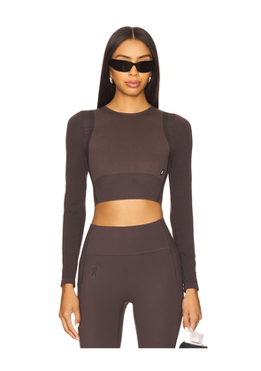 On Studio Knit Crop Long Sleeve Top in Charcoal. Size M. Also in S.