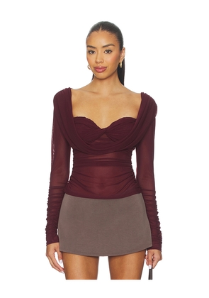 MAJORELLE Simone Top in Burgundy. Size S. Also in M, XL, XS, XXS.