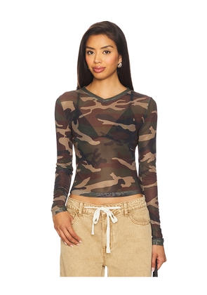 LIONESS The Boulevard Mesh Top in Green. Size XS. Also in S, XXS.