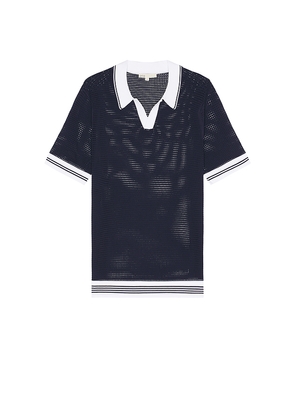 onia Mesh Knit Polo in Navy. Size S. Also in M, XL/1X.