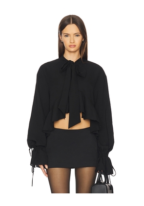 MORE TO COME Hope Tie Front Blouse in Black. Size S. Also in XS, XXS.