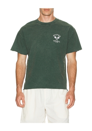 Oyster Court Undone Edge T-Shirt in Green. Size M. Also in L.
