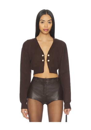 MORE TO COME Destiny Cardigan Sweater in Brown. Size M. Also in L, S, XS.