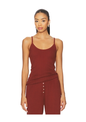 LESET Pointelle Classic Tank Top in Brown. Size XL. Also in L.
