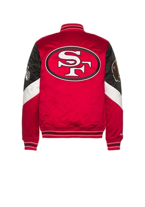 Mitchell & Ness NFL 49Ers Throw It Back Heavyweight Satin Jacket in Red. Size M. Also in S, L.