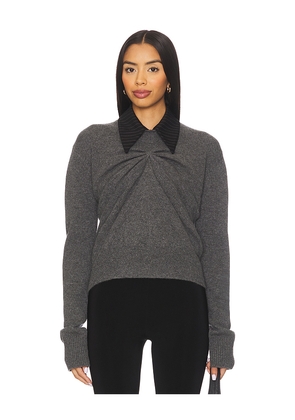 Kate Barton Pinched Crewneck Sweater With Collar in Grey. Size S/M. Also in XS/S, M/L.
