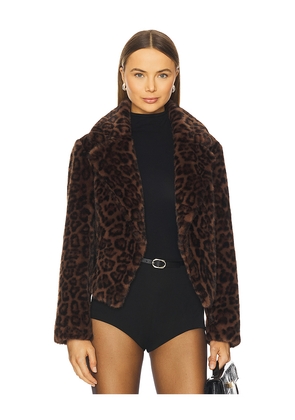 MILLY Arya Faux Fur Jacket in Brown. Size P. Also in S, M.