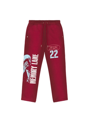 Memory Lane Stencil Logo Sweatpants in Burgundy. Size M. Also in S, L, XL/1X.