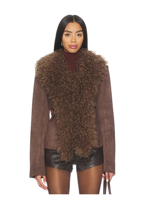 Lovers and Friends Alena Faux Suede Coat in Brown. Size M. Also in L, S, XL, XXS.