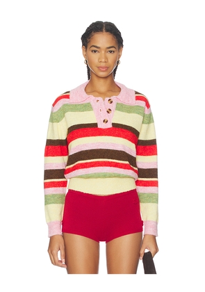 Lisa Says Gah Alaia Polo Sweater in Pink. Size XL/XXL. Also in M/L.