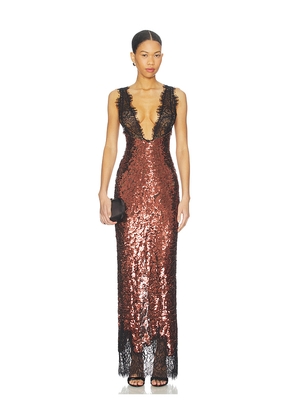 NBD x Christina Elezaj The Lorelai Maxi Dress in Chocolate. Size M. Also in XXS, L.