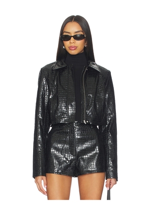 Lovers and Friends Arden Faux Croc Jacket in Black. Size L. Also in M, S, XS, XXS.