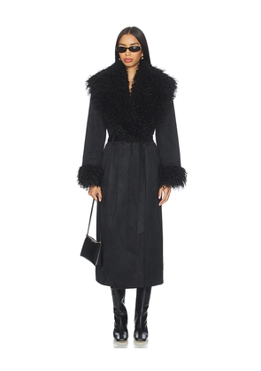 Lovers and Friends Lena Faux Suede Coat in Black. Size M. Also in XL, XXS.