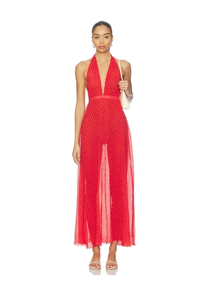 LIONESS District Maxi Dress in Red. Size M. Also in S, XS, L, XL, XXL.