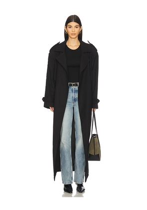 Mother of All Brooklyn Long Trench Coat in Black. Size M. Also in S, XS.