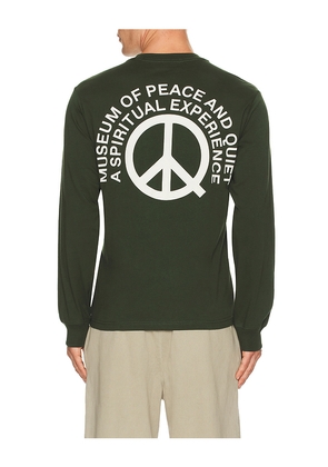 Museum of Peace and Quiet Spiritual Experience Long Sleeve T-Shirt in Green. Size M. Also in XS, S, L.