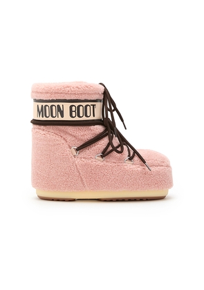 MOON BOOT Kids Icon Fleece Low Boot in Pink. Size 36-38. Also in 33-35.