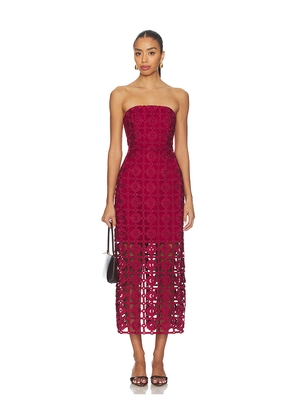 MILLY Katie Tile Lace Dress in Burgundy. Size 12. Also in 0, 4, 6, 8.