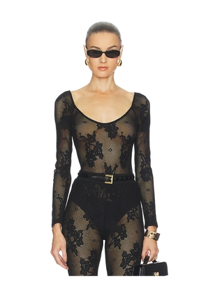 L'AGENCE Gwendolyn Long Sleeve Bodysuit in Black. Size M. Also in L, S, XS.