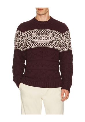 Marine Layer Textured Fair Isle Sweater in Burgundy. Size S. Also in L, XL/1X.