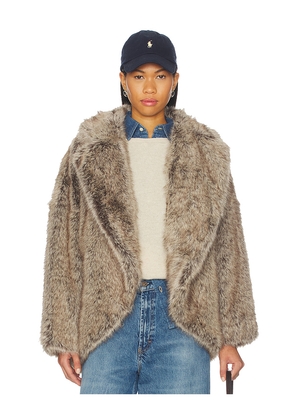 LAMARQUE Lucinda Faux Fur Jacket in Brown. Size M. Also in S, XS.
