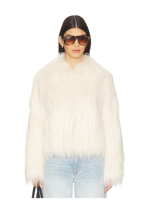 LoveShackFancy Fallon Faux Fur Jacket in Ivory. Size M. Also in L, S, XL, XS.