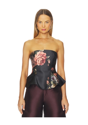Marques ' Almeida Flower Printed Strapless Top in Black. Size 10. Also in XS, L, 8, 12.