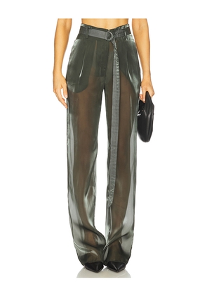 Lapointe Metallic Organza Belted Pant in Green. Size 4. Also in 2.