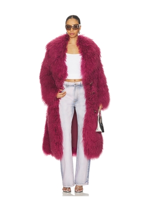 OW Collection Thea Maxi Coat in Burgundy. Size L. Also in M, S, XS.