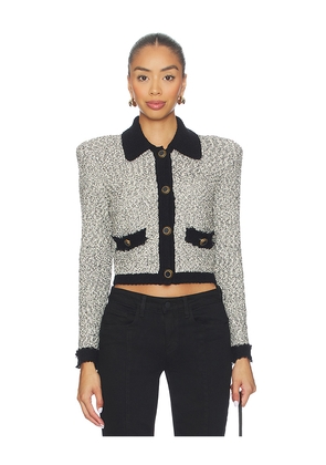 L'AGENCE Arielle Collared Jacket in Black,White. Size L. Also in XS.